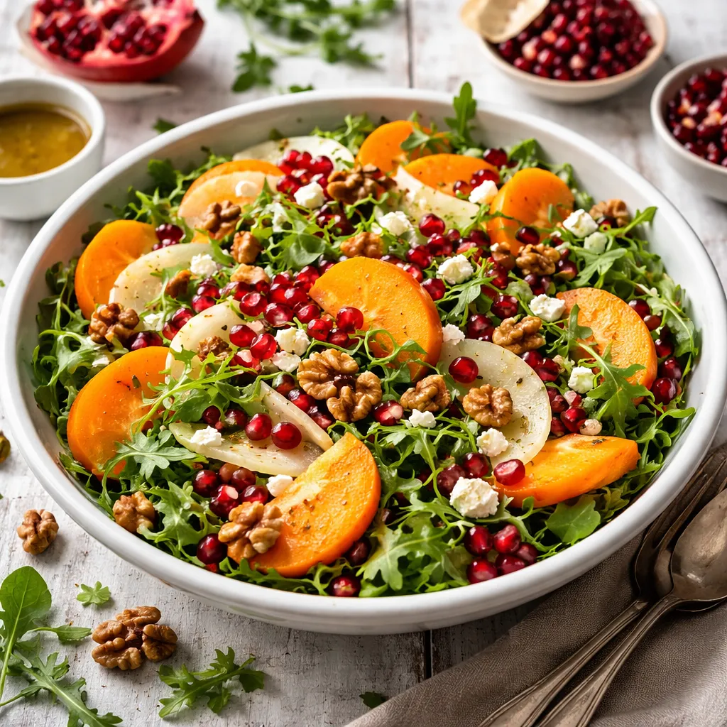 Winter salad with persimmon, pomegranate, and fennel - photo 1