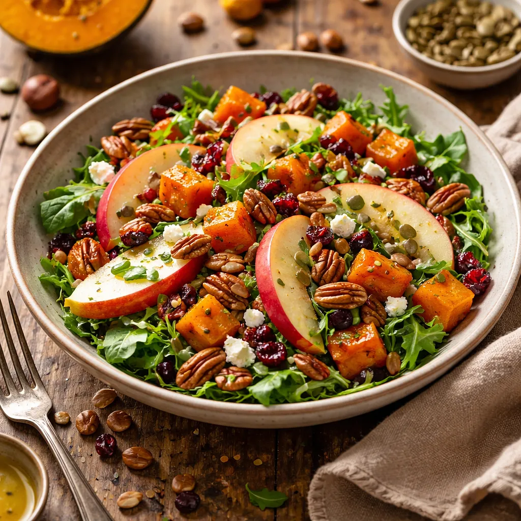 Traditional Autumn Salad with Roasted Pumpkin, Apple, and Nuts - photo 1