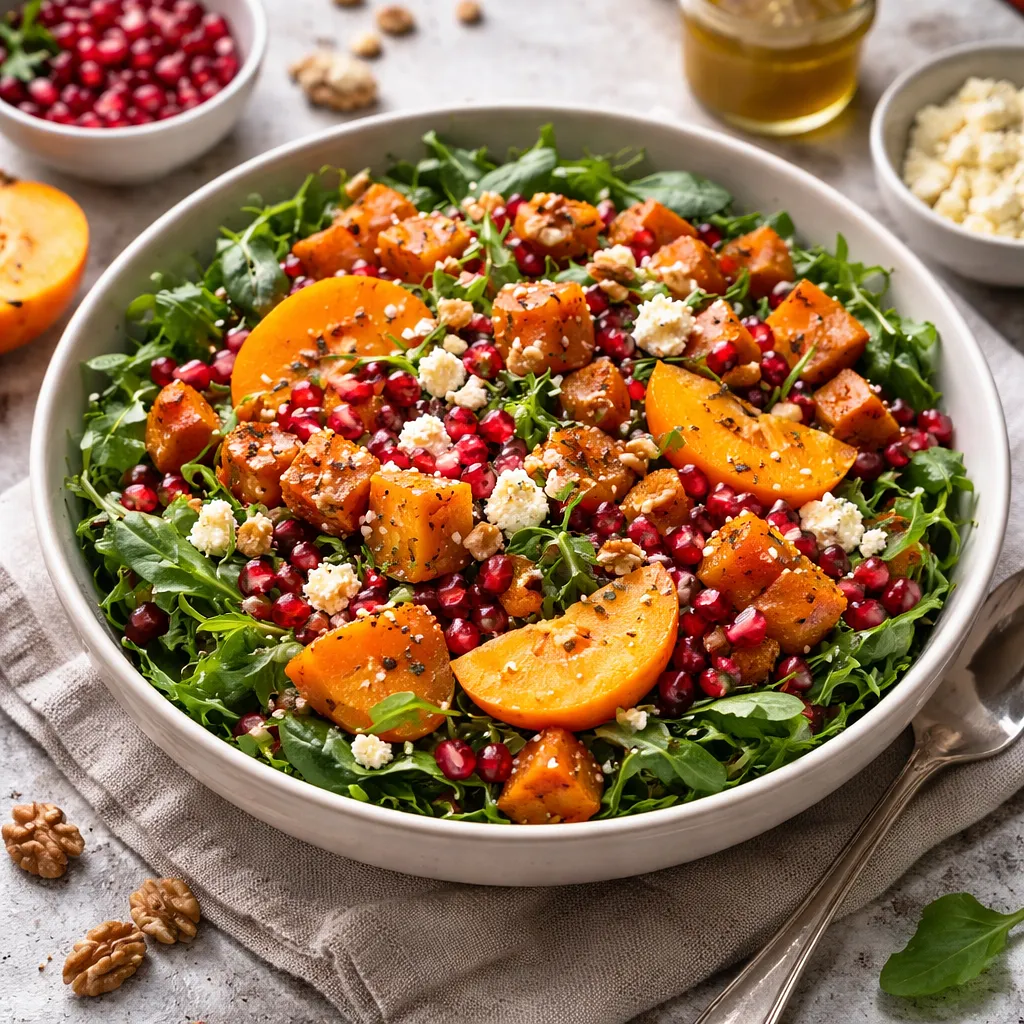 Winter Salad with Roasted Sweet Potato, Persimmon, and Pomegranate (Vegetarian) - photo 1