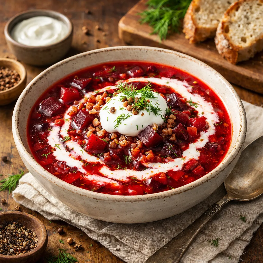 Recipe for: Hot Buckwheat and Beetroot Soup with a Buttermilk Twist (Winter Street Food) - photo 1
