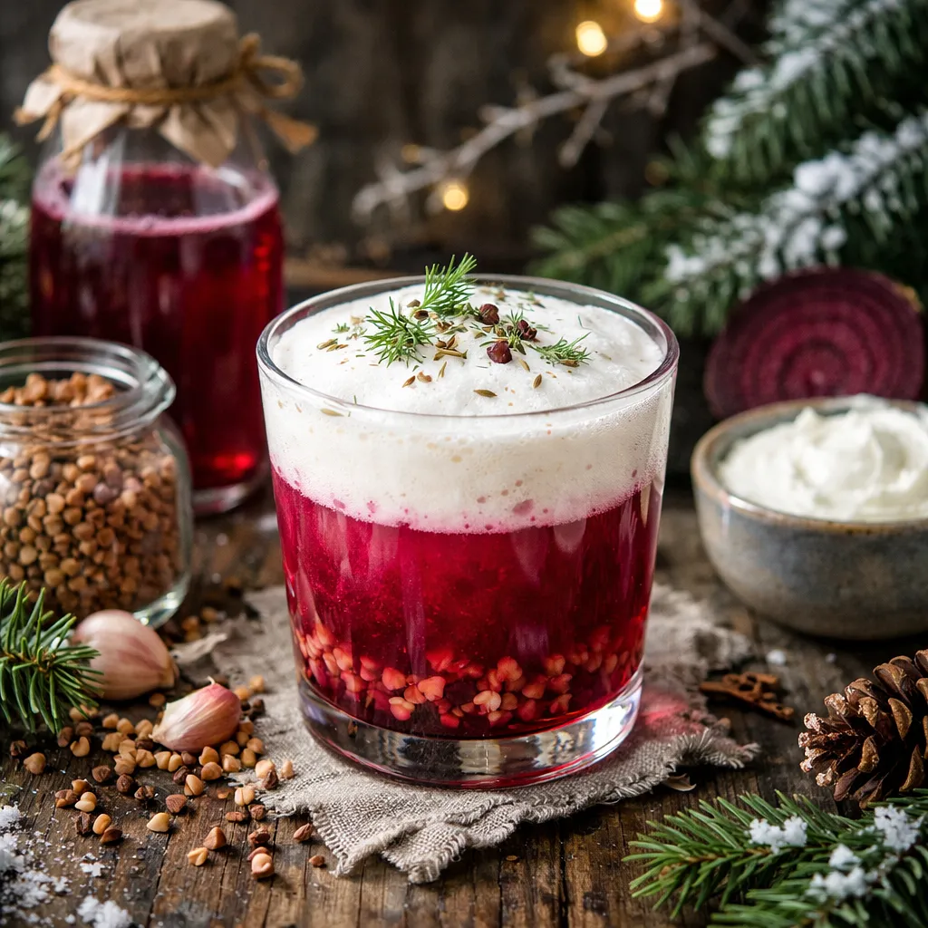 Recipe for: Winter zero waste elixir: Buckwheat-beet kvass with buttermilk foam (variant bd3dca39) - photo 1