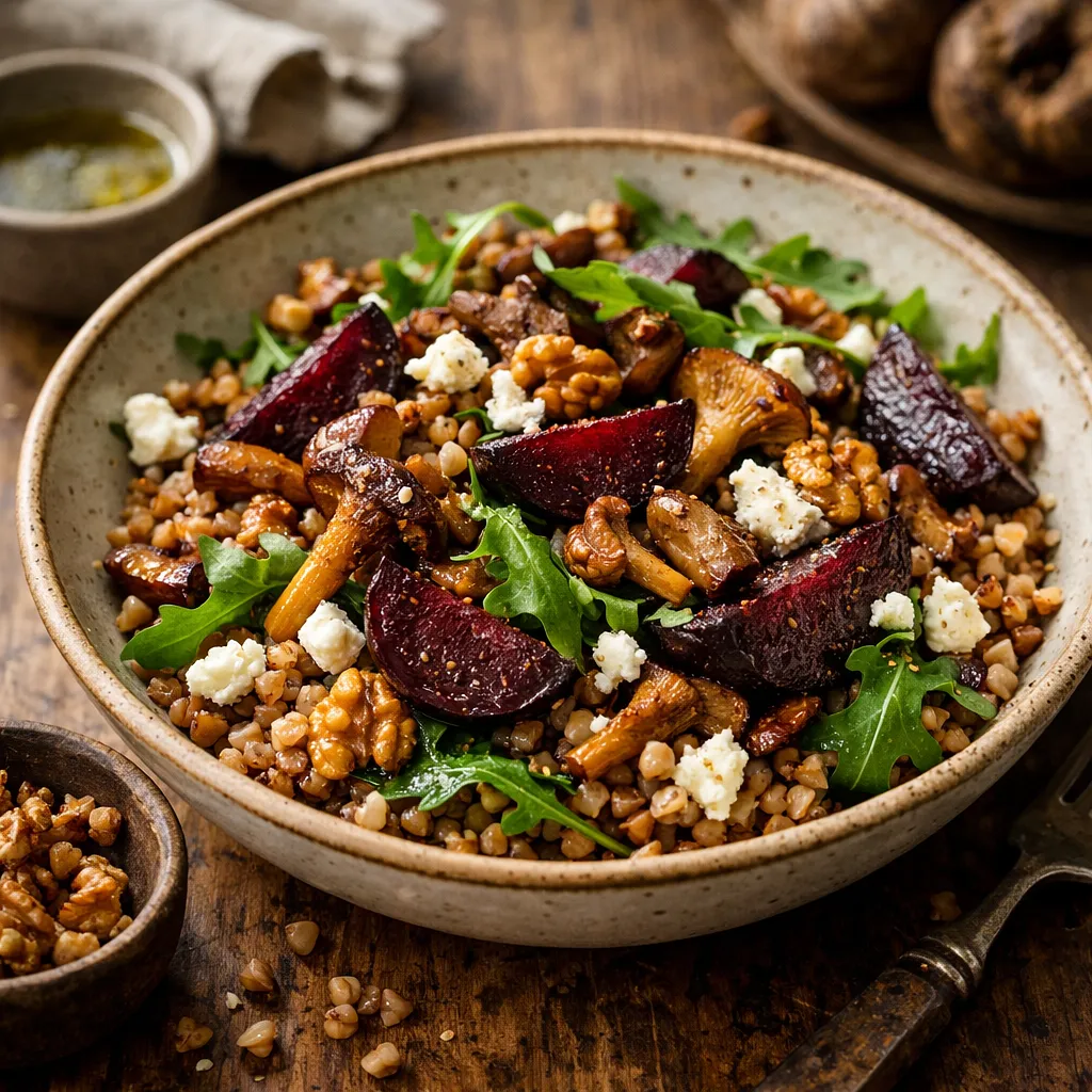 Recipe for: Warm winter salad with buckwheat, roasted beets, and forest mushrooms - photo 1