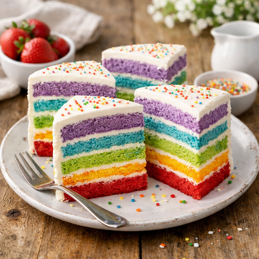 Rainbow cake with naturally colored cream (4 servings) - photo 1