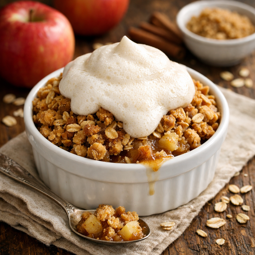 Apple pie with oat crumble and cream foam - photo 1