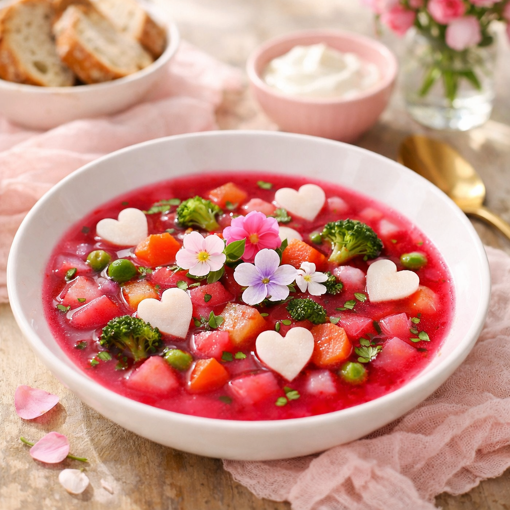 Princess Soup (pink broth with beetroot and other vegetables) - photo 1