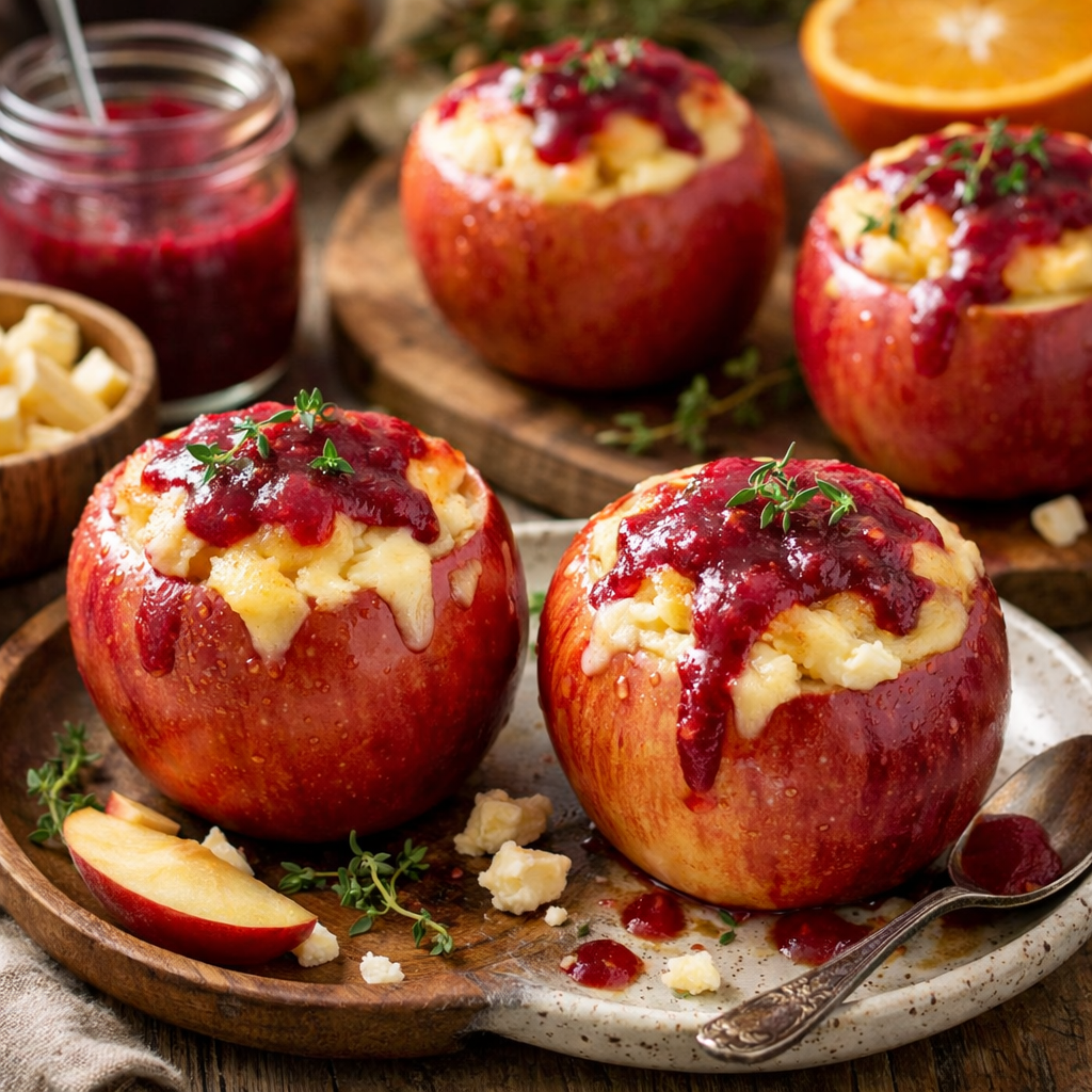 Magical apple bowls with a cottage cheese filling and beet-orange sauce - photo 1