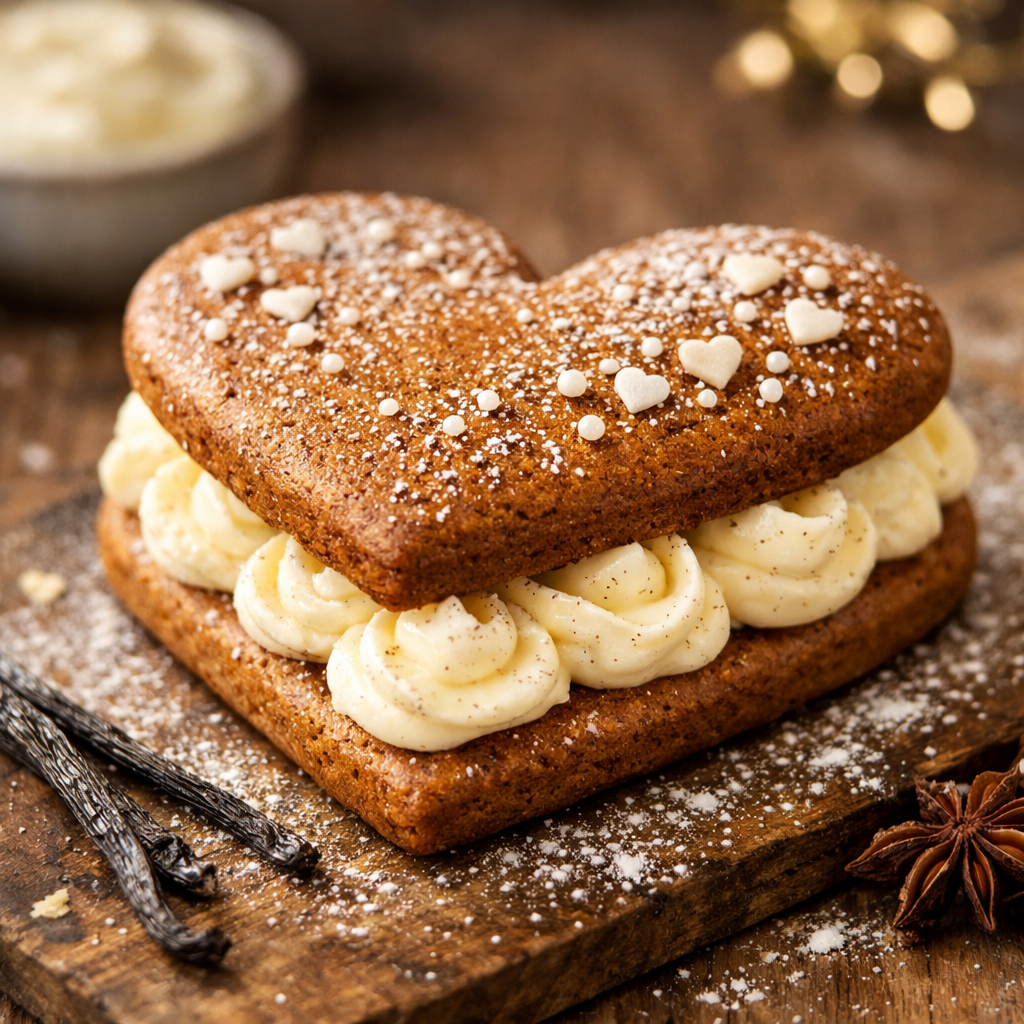 Gingerbread heart with vanilla cream - photo 1