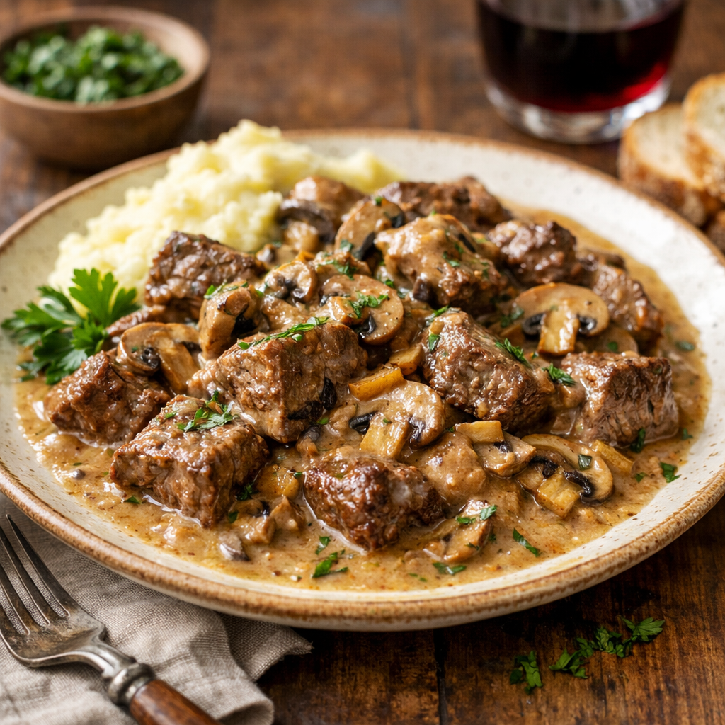 Recipe for: Beef steaks with mushroom sauce - photo 1