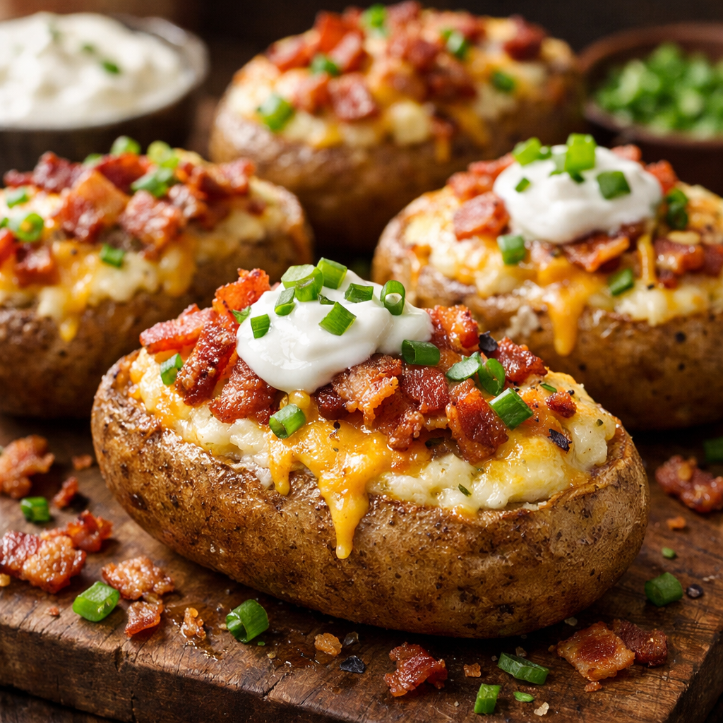 Baked Potatoes with Cheese and Bacon - photo 1