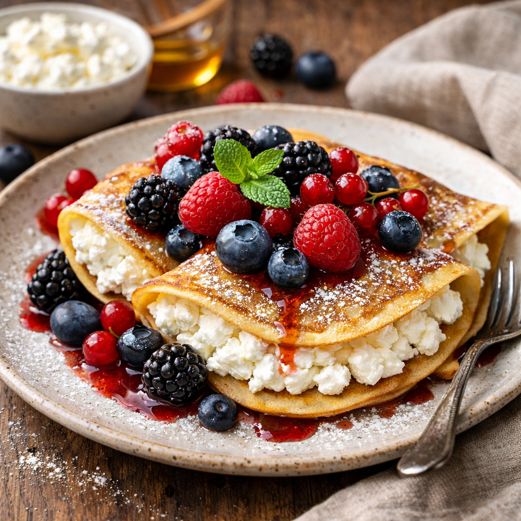 Pancakes with cottage cheese and forest fruits (regional dessert) - photo 1