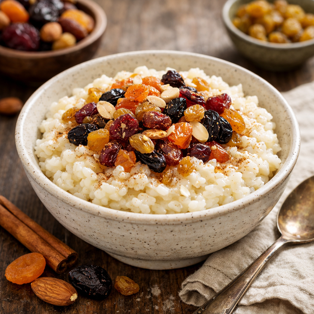Rice pudding with dried fruits - photo 1