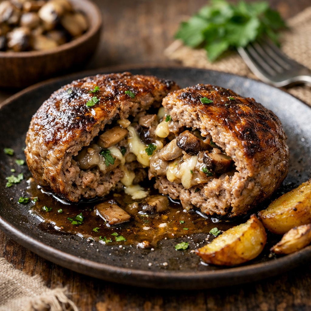 Recipe for: Minced meat cutlet with mushroom filling - photo 1