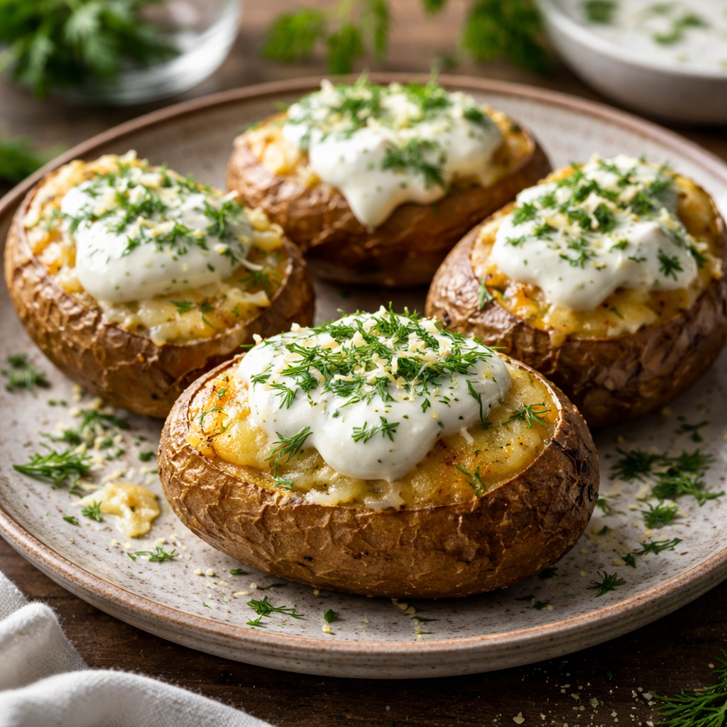 Baked Potatoes with Cheese and Dill (Polish Classic with Creamy Sauce) - photo 1
