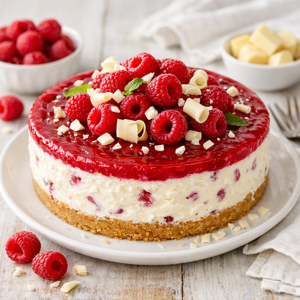 White Chocolate and Raspberry Cheesecake (No-Bake) - photo 1
