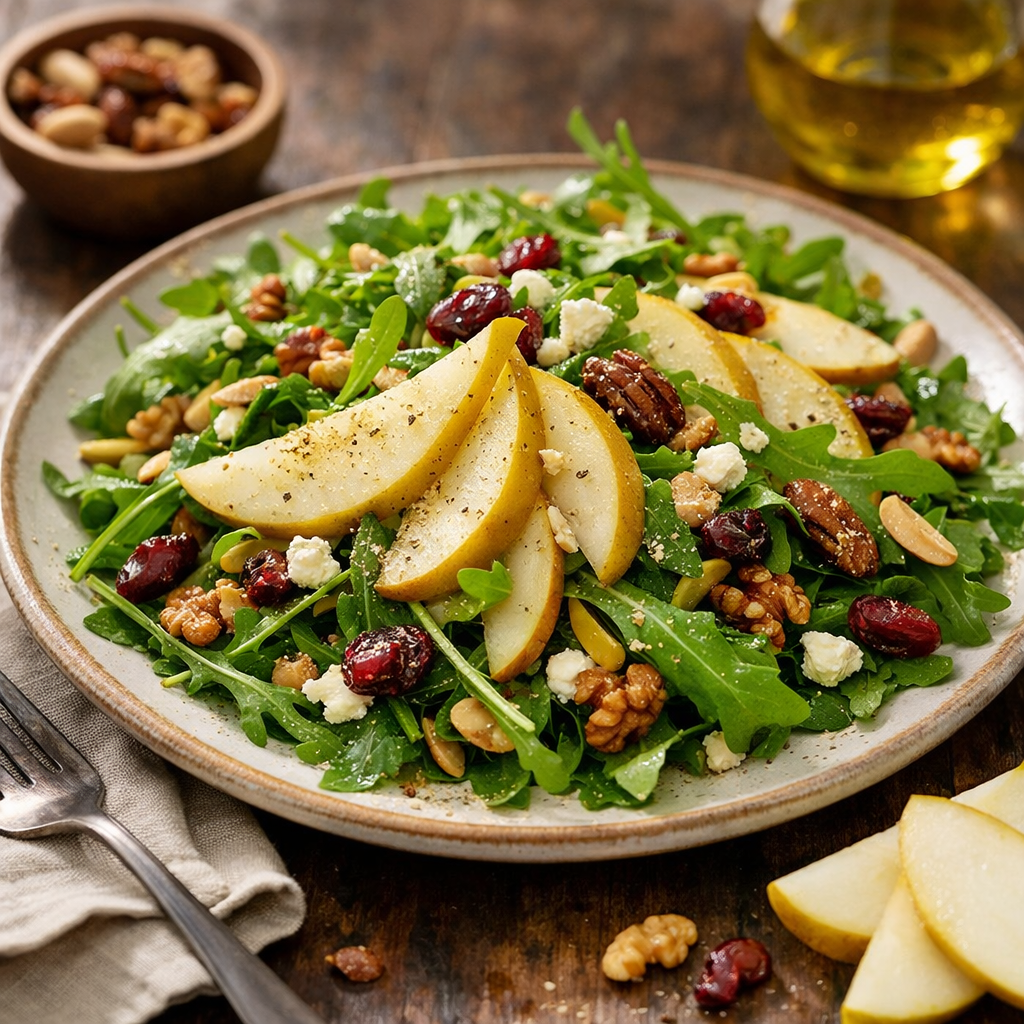 Arugula salad with pears and nuts - photo 1