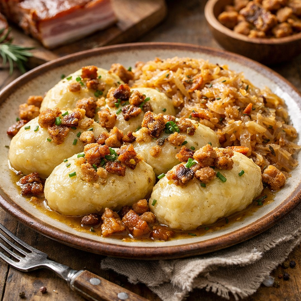 Highland Dumplings with Stewed Sauerkraut and Cracklings - photo 1