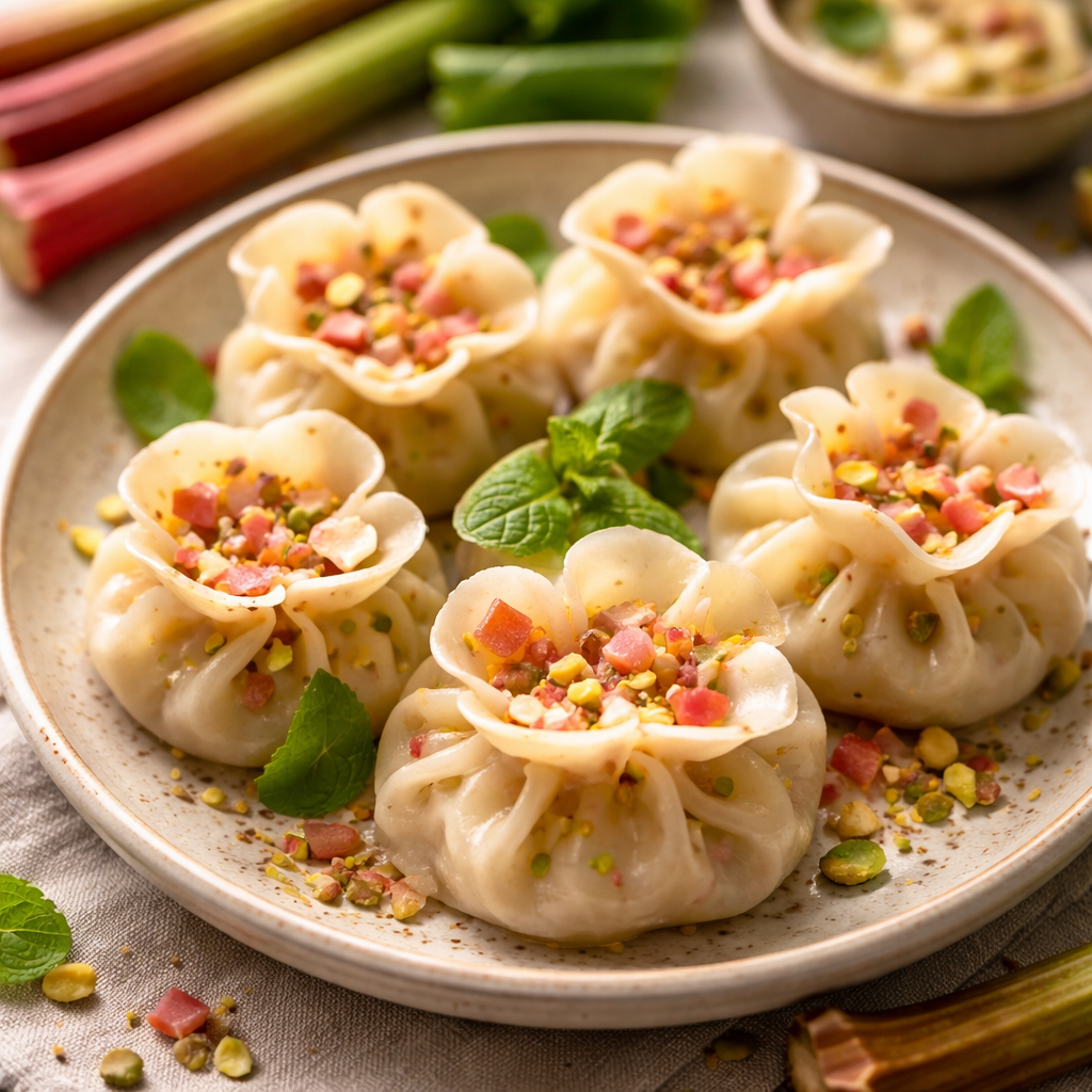 Flower dumplings with cheese and rhubarb - photo 1