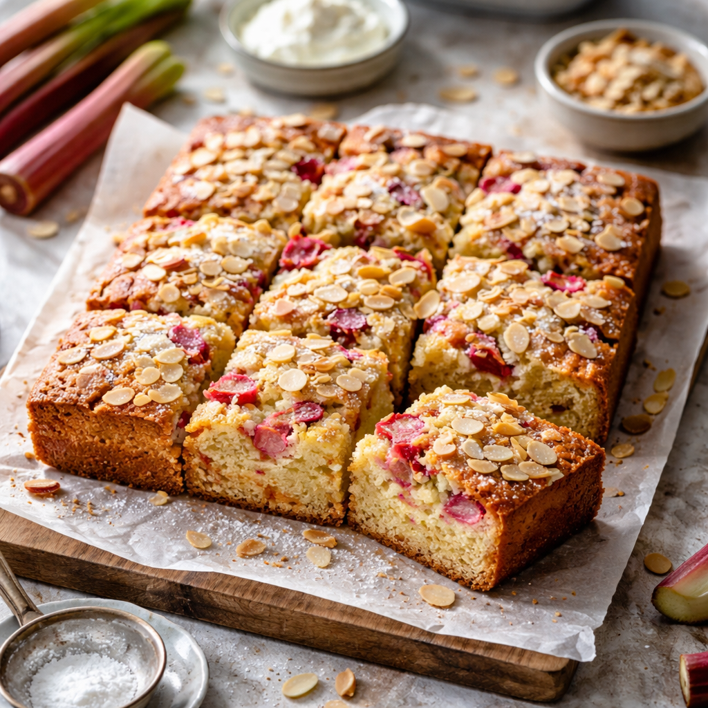 Babka rabarbarowa z maślanką i migdałową posypką - zdjęcie 1