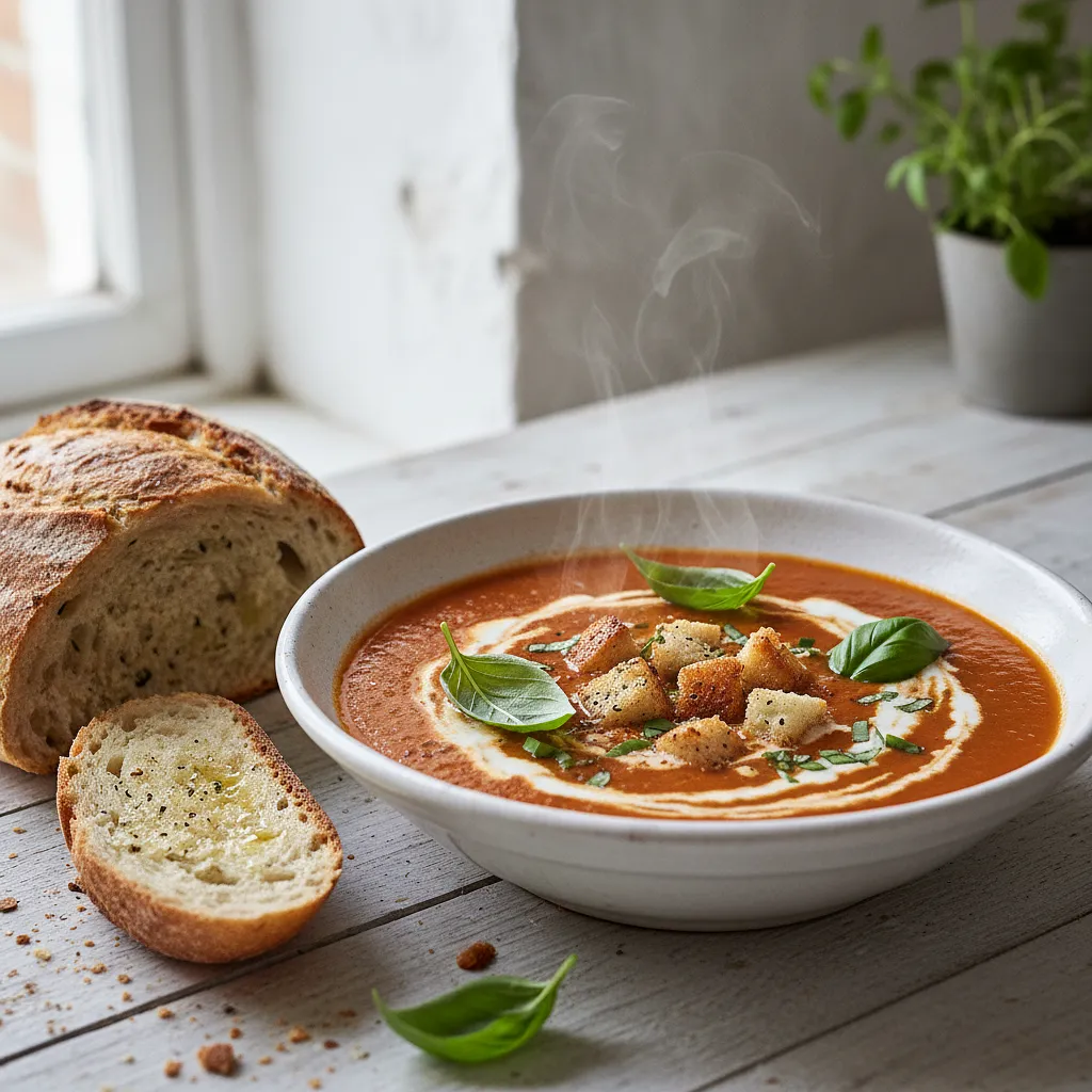 Aksamitny krem z pieczonych pomidorów z nutą świeżej bazylii - zdjęcie 1