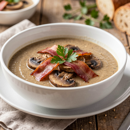 Mushroom soup with smoked bacon and barley (Easter) - photo 1