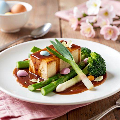 Tofu w sosie teriyaki z wiosennymi warzywami (wersja wielkanocna) - zdjęcie 1