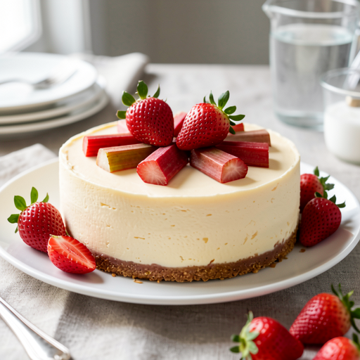 Easter cold cheesecake with rhubarb and strawberries - photo 1