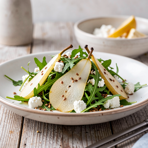 Arugula and Pear Salad for Easter with Spelt and Cottage Cheese - photo 1