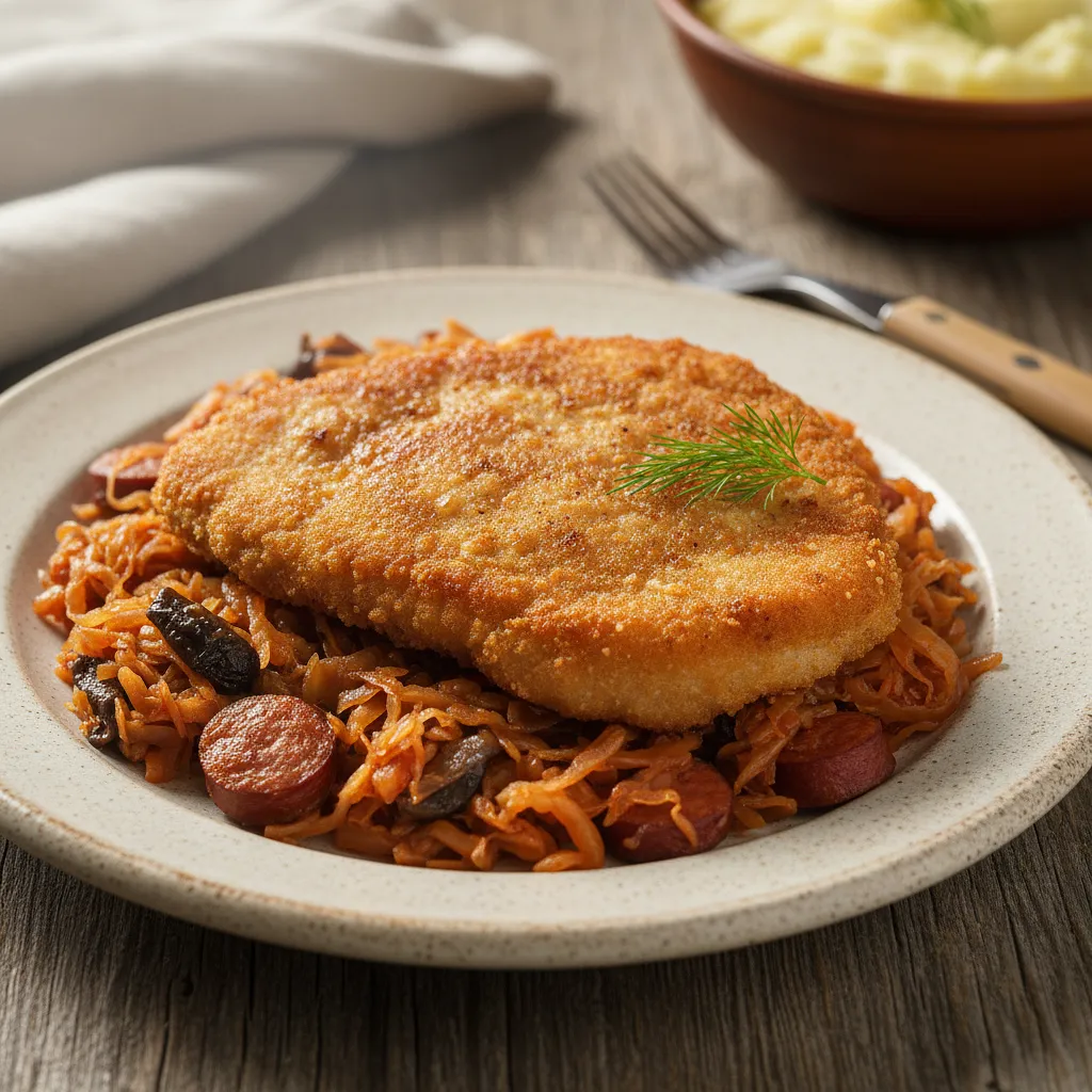 Tradycyjny Kotlet Schabowy z Zasmażaną Kapustą - zdjęcie 1