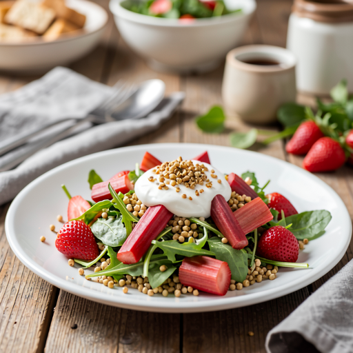 Easter salad with strawberry, rhubarb, and yogurt with toasted millet - photo 1