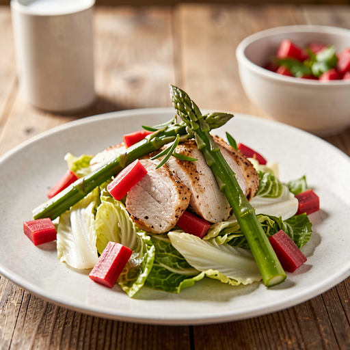 Chinese Cabbage Salad with Chicken, Pickled Rhubarb, and Asparagus - photo 1