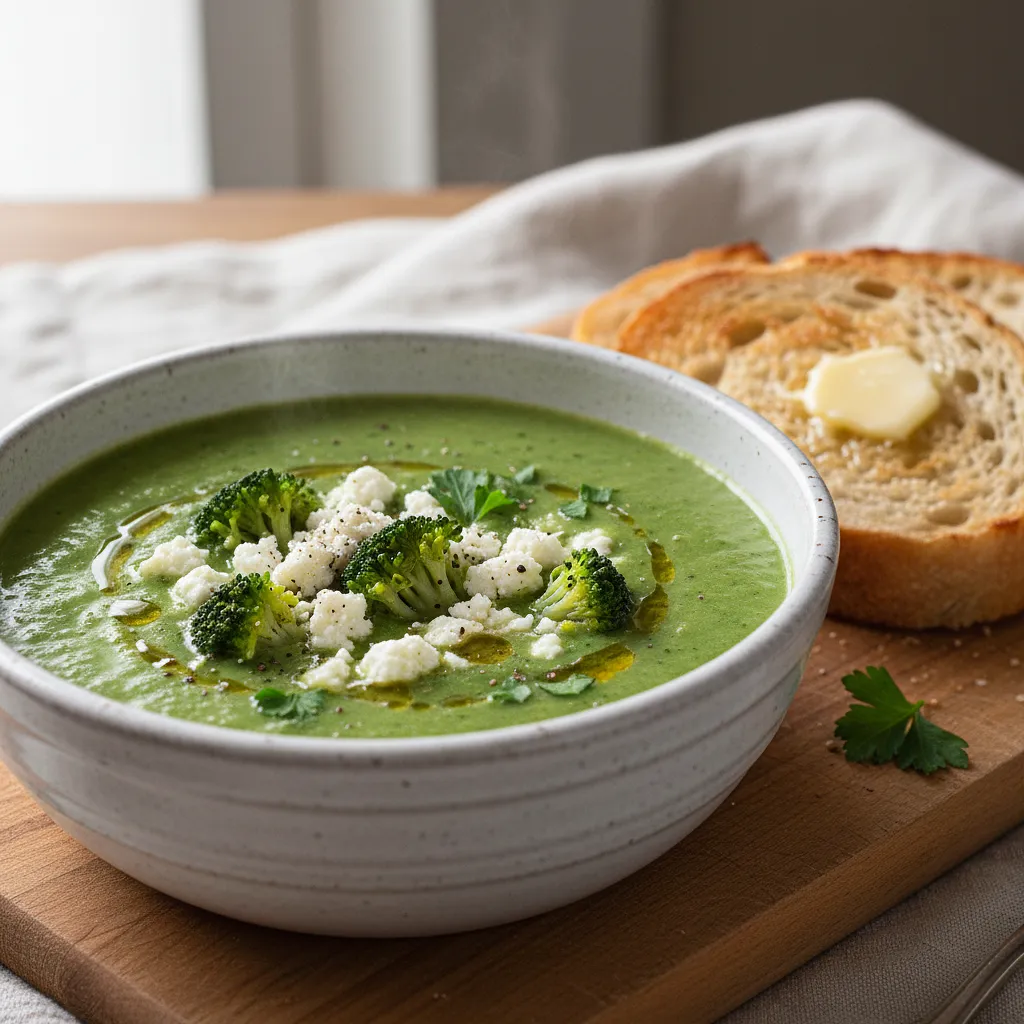 Aksamitny krem z brokułów z serem feta - zdjęcie 1