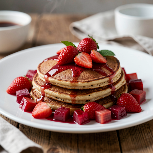 Cynamonowe pancakes z owocowym kompotem (truskawka i rabarbar) - zdjęcie 1