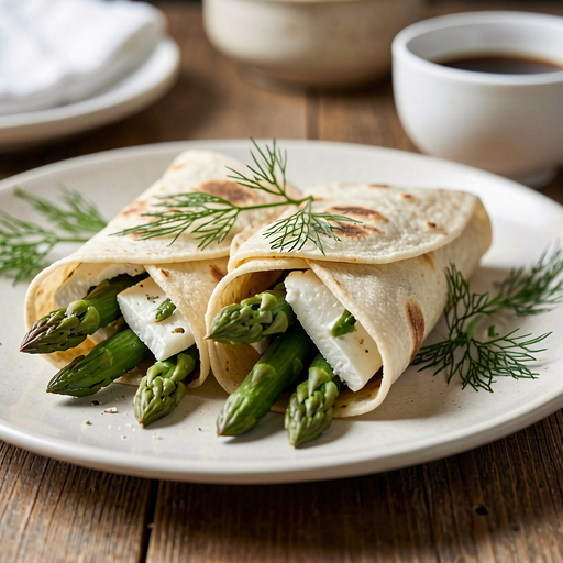 Asparagus wraps with white cheese and dill - photo 1