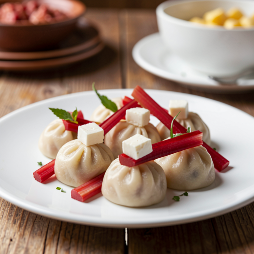 Mini dumplings with Kashubian cheese and rhubarb - photo 1