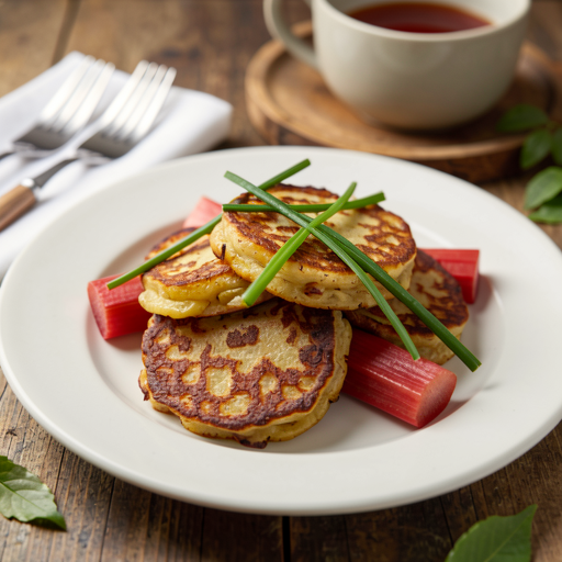 Potato pancakes with rhubarb and spring onion - photo 1