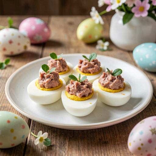 Stuffed eggs with tuna paste (Easter snack) - photo 1