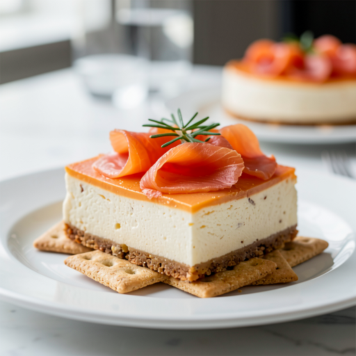 Savory cheesecake with smoked salmon on crackers - photo 1