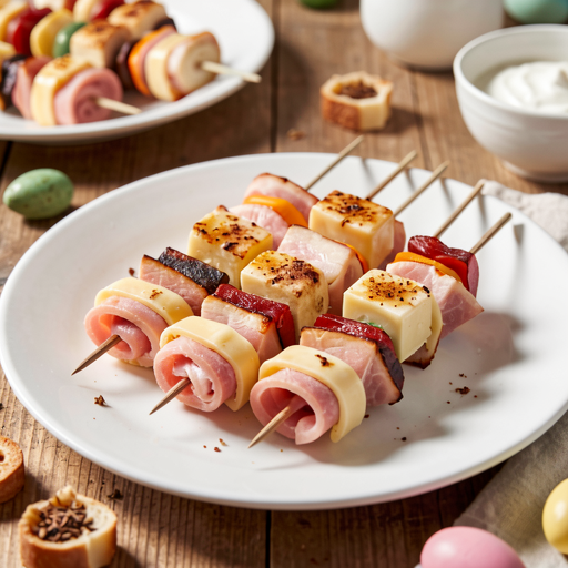 Easter skewers with ham and cheese - photo 1