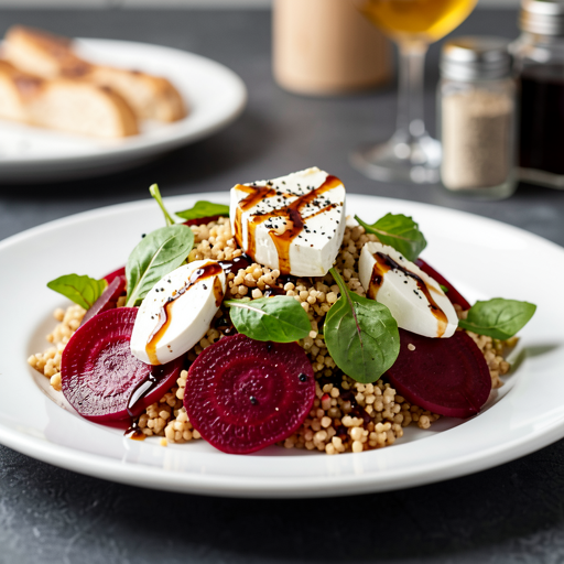 Beetroot and Goat Cheese Salad with Spelt and Honey-Balsamic Dressing - photo 1