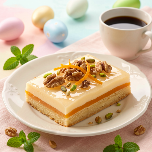 Mazurek kajmakowy z morelową podszewką i orzechami - zdjęcie 1