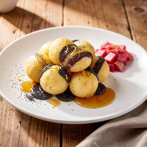 Kluski ziemniaczane z makiem i miodem (z opcjonalnym kompotem rabarbarowym) - zdjęcie 1