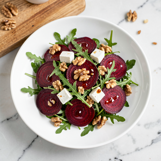 Beetroot and Feta Cheese Salad with Arugula and Walnuts - photo 1