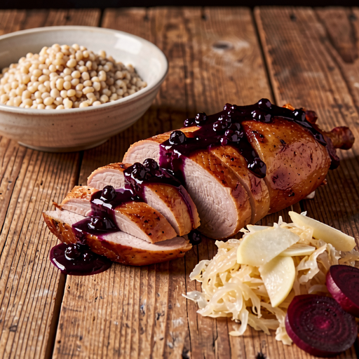 Kaczka z sosem porzeczkowym, pęczakiem i duszoną kapustą kiszoną - zdjęcie 1