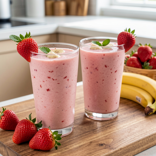 Creamy strawberry and banana smoothie with buttermilk - photo 1