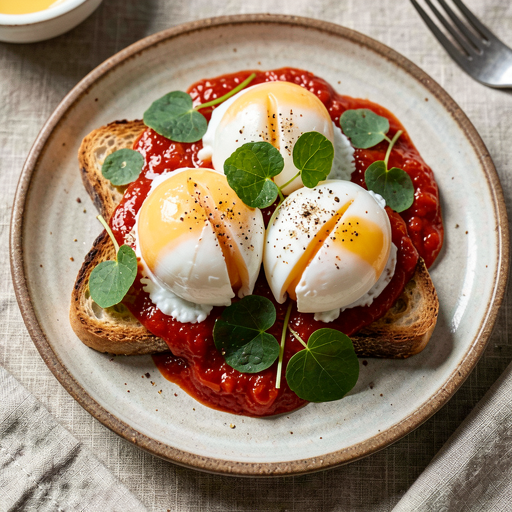 Poached eggs with stewed tomatoes - photo 1
