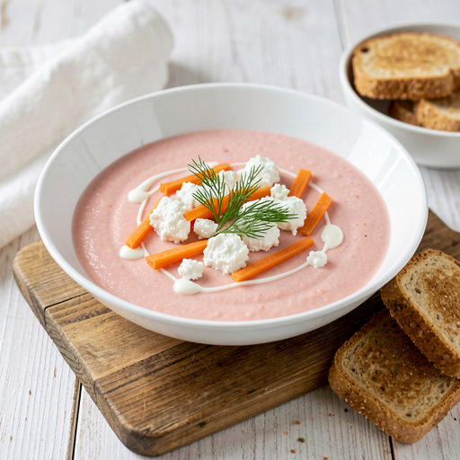 Krem z rabarbaru z młodą marchewką i twarogiem - zdjęcie 1