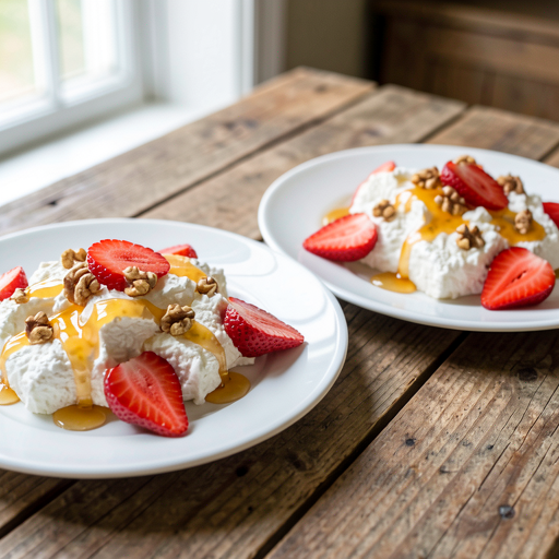 Cottage cheese with honey and fresh strawberries - photo 1