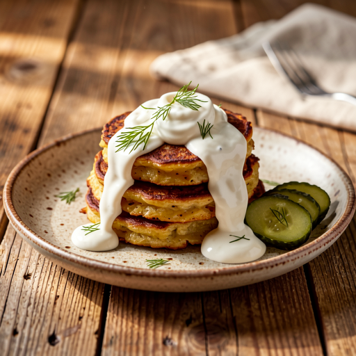 Potato pancakes with sour cream sauce - photo 1