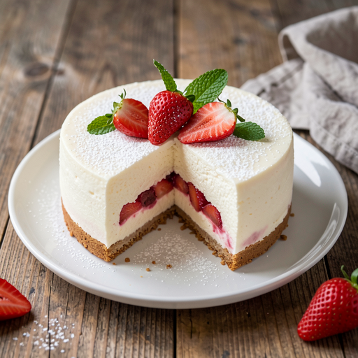 Cold Cheesecake with Strawberries and Rhubarb - photo 1