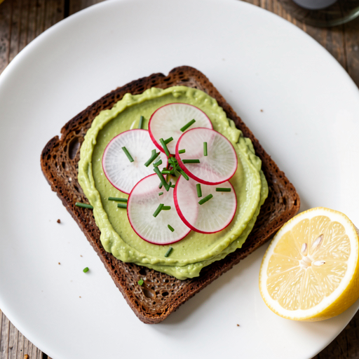 Recipe for: Avocado Pasta on Bread with Radish and Chives - photo 1